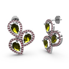Soltar Damla Küpe - Kök yakut ve peridot 8 ayar beyaz altın küpe #zq494x