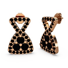 Siyah zirkon 14 ayar rose altın küpe