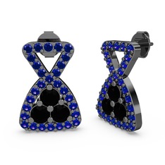 Simla Taşlı Küpe - Lab safir ve siyah zirkon 925 ayar siyah rodyum kaplama gümüş küpe #11yywck