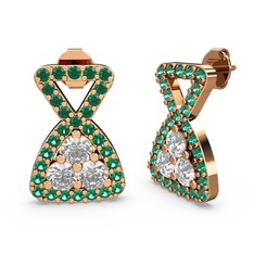 Simla Taşlı Küpe - Yeşil kuvars ve swarovski 925 ayar rose altın kaplama gümüş küpe #12w991n