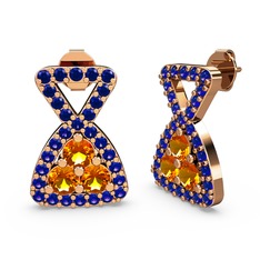 Simla Taşlı Küpe - Lab safir ve sitrin 18 ayar rose altın küpe #154j1rj