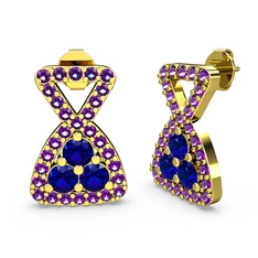 Simla Taşlı Küpe - Ametist ve lab safir 8 ayar altın küpe #17w9vm8