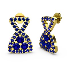 Lab safir 18 ayar altın küpe