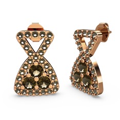 Simla Taşlı Küpe - Dumanlı kuvars 8 ayar rose altın küpe #19zn8nd