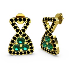 Simla Taşlı Küpe - Siyah zirkon ve yeşil kuvars 18 ayar altın küpe #1a0fh9s