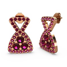 Simla Taşlı Küpe - Rodolit garnet 8 ayar rose altın küpe #1augk2h