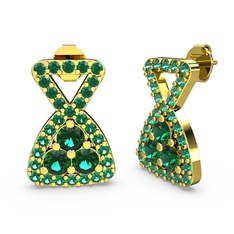 Simla Taşlı Küpe - Yeşil kuvars 18 ayar altın küpe #1bmthk9