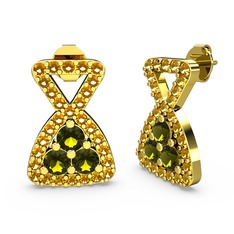 Simla Taşlı Küpe - Sitrin ve peridot 14 ayar altın küpe #1boiogm