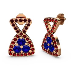 Garnet ve lab safir 8 ayar rose altın küpe