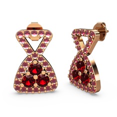Simla Taşlı Küpe - Kök yakut ve garnet 18 ayar rose altın küpe #1d9zk8w