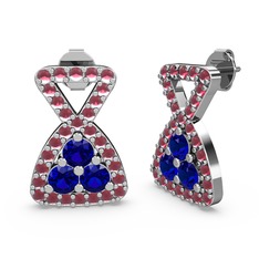 Simla Taşlı Küpe - Kök yakut ve lab safir 925 ayar gümüş küpe #1fqzrj5