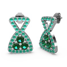 Simla Taşlı Küpe - Kök zümrüt ve yeşil kuvars 925 ayar gümüş küpe #1gwa2ku