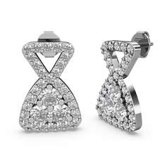 Simla Taşlı Küpe - Swarovski ve pırlanta 14 ayar beyaz altın küpe (0.638 karat) #1h1fa1f