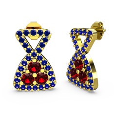 Simla Taşlı Küpe - Lab safir ve garnet 14 ayar altın küpe #1hckuky