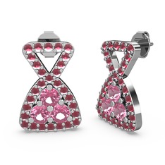 Simla Taşlı Küpe - Kök yakut ve pembe kuvars 925 ayar gümüş küpe #1i0udjk