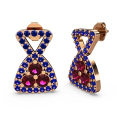 Simla Taşlı Küpe - Lab safir ve rodolit garnet 8 ayar rose altın küpe #1ik1e2a