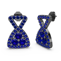 Simla Taşlı Küpe - Lab safir 925 ayar siyah rodyum kaplama gümüş küpe #1it1mkh