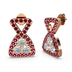 Simla Taşlı Küpe - Rodolit garnet ve beyaz zirkon 18 ayar rose altın küpe #1jj6xpk