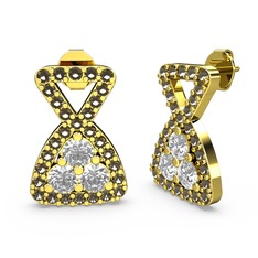 Simla Taşlı Küpe - Dumanlı kuvars ve pırlanta 14 ayar altın küpe (0.638 karat) #1jxrpqw