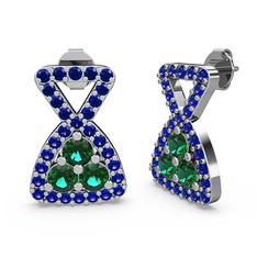 Simla Taşlı Küpe - Lab safir ve yeşil kuvars 8 ayar beyaz altın küpe #1khe2ei