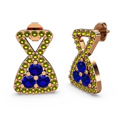 Peridot ve lab safir 8 ayar rose altın küpe