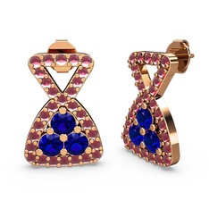 Simla Taşlı Küpe - Kök yakut ve lab safir 14 ayar rose altın küpe #1mzsjqu