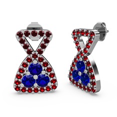 Simla Taşlı Küpe - Garnet ve lab safir 8 ayar beyaz altın küpe #1okvrro