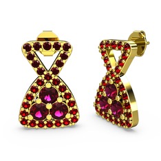 Garnet ve rodolit garnet 8 ayar altın küpe
