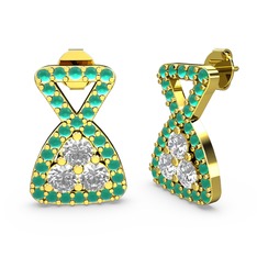 Simla Taşlı Küpe - Kök zümrüt ve pırlanta 14 ayar altın küpe (0.638 karat) #1qb8o41