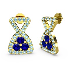 Simla Taşlı Küpe - Akuamarin ve lab safir 18 ayar altın küpe #1r2y9jg