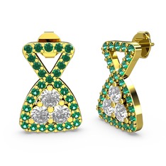 Simla Taşlı Küpe - Yeşil kuvars ve swarovski 14 ayar altın küpe #1rn469x