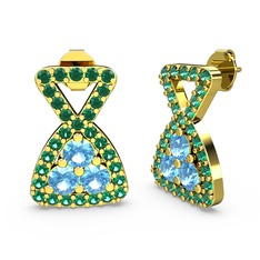 Simla Taşlı Küpe - Yeşil kuvars ve akuamarin 14 ayar altın küpe #1t8dxuj