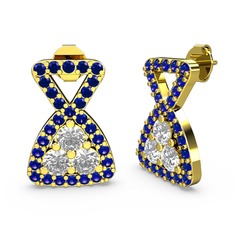 Simla Taşlı Küpe - Lab safir ve swarovski 14 ayar altın küpe #1tr1oce