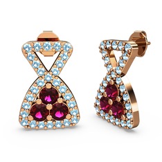Simla Taşlı Küpe - Akuamarin ve rodolit garnet 14 ayar rose altın küpe #1w6l7ik