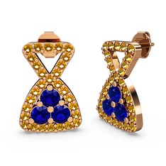 Sitrin ve lab safir 14 ayar rose altın küpe