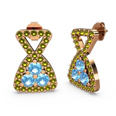 Peridot ve akuamarin 18 ayar rose altın küpe