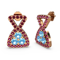 Simla Taşlı Küpe - Rodolit garnet ve akuamarin 18 ayar rose altın küpe #1yndyys