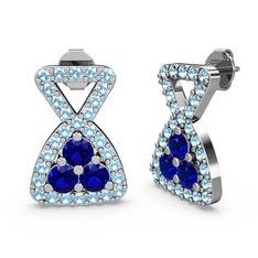 Simla Taşlı Küpe - Akuamarin ve lab safir 14 ayar beyaz altın küpe #2u4xdl