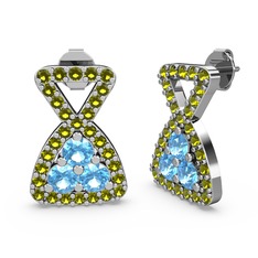 Simla Taşlı Küpe - Peridot ve akuamarin 925 ayar gümüş küpe #361yby