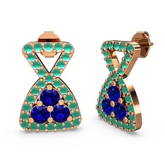 Simla Taşlı Küpe - Kök zümrüt ve lab safir 925 ayar rose altın kaplama gümüş küpe #63jlq4