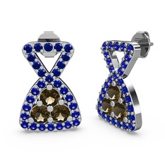 Simla Taşlı Küpe - Lab safir ve dumanlı kuvars 14 ayar beyaz altın küpe #9fs4xs