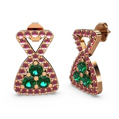 Simla Taşlı Küpe - Kök yakut ve yeşil kuvars 925 ayar rose altın kaplama gümüş küpe #9jg361