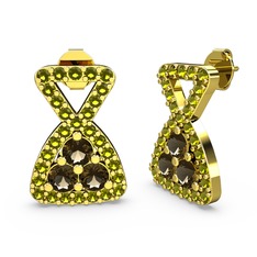 Simla Taşlı Küpe - Peridot ve dumanlı kuvars 925 ayar altın kaplama gümüş küpe #ai8jk2