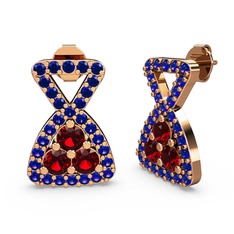 Lab safir ve garnet 14 ayar rose altın küpe