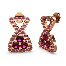 Simla Taşlı Küpe - Kök yakut ve rodolit garnet 18 ayar rose altın küpe #cc4i8q
