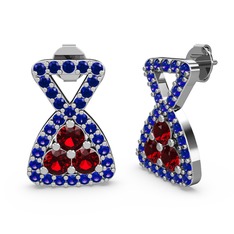 Simla Taşlı Küpe - Lab safir ve garnet 8 ayar beyaz altın küpe #cuarcu