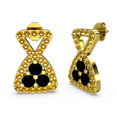 Simla Taşlı Küpe - Sitrin ve siyah zirkon 18 ayar altın küpe #dbgvk5