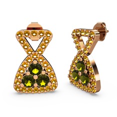 Simla Taşlı Küpe - Sitrin ve peridot 8 ayar rose altın küpe #e3mfak