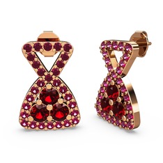 Rodolit garnet ve garnet 8 ayar rose altın küpe