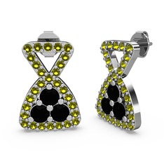 Simla Taşlı Küpe - Peridot ve siyah zirkon 925 ayar gümüş küpe #et4xv2